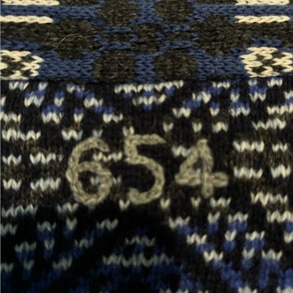 ODD MOLLY Boho Scandi Blue Black Wool Shawl Collar Embroidered Knit Cardigan M - Picture 7 of 11